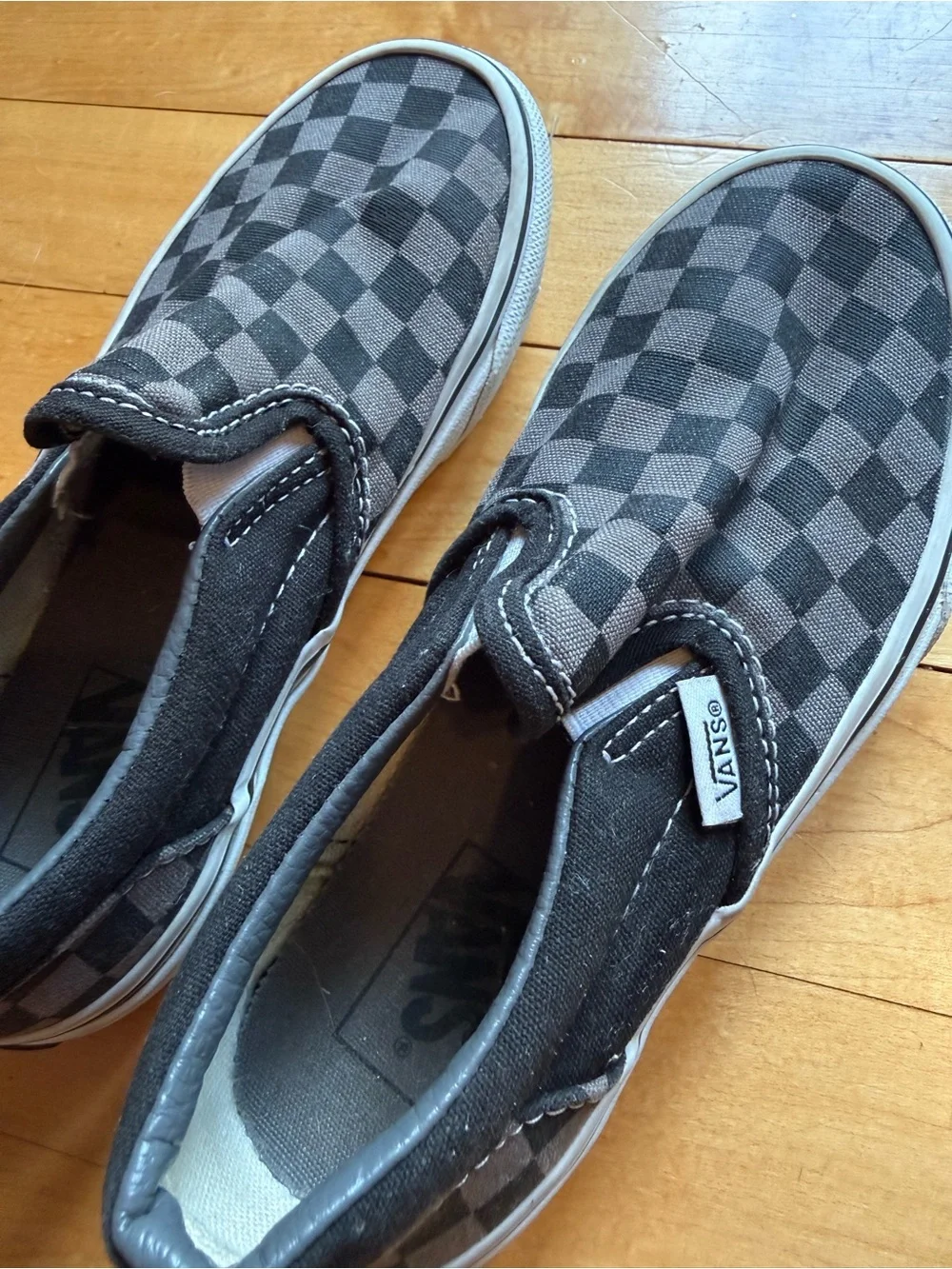 Vans Kids Checkerboard Slip-On Sneakers - Black and Gray